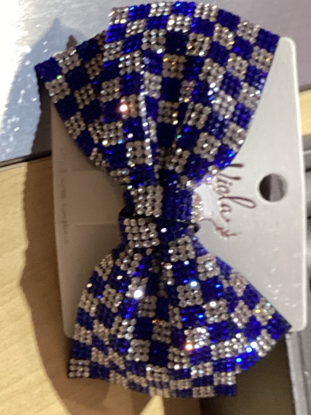 Sparkling‎ Blue and Silver Rhinestone Bow Hair Clip - Unbranded